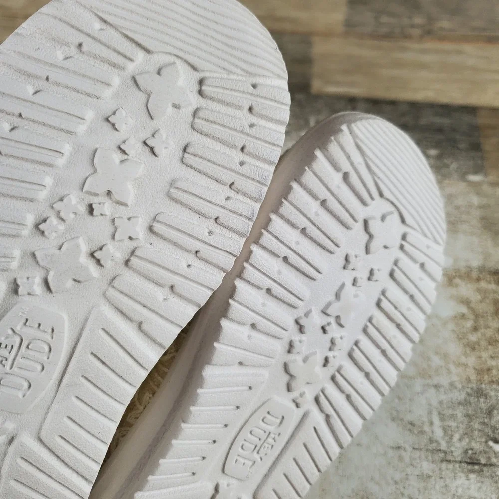 Hey Dude Wendy Crochet Lace Kids Loafers Shoes Sz 13 C13 White Gold Round Toe